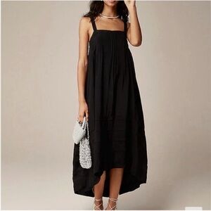 NWT J.CREW Elegant Black Maxi Dress Pintuck midi dress in drapey organza